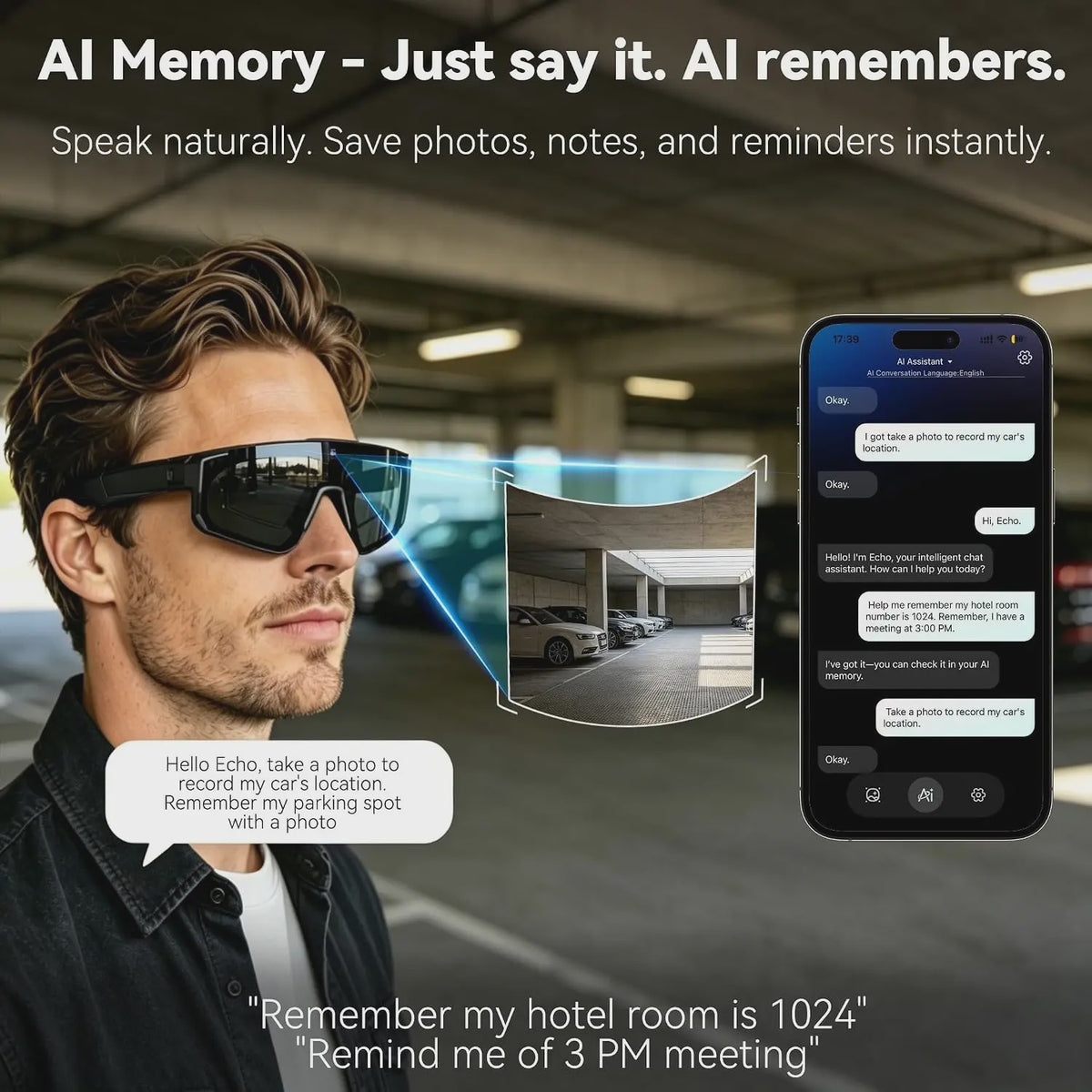 AI Smart Bril met Camera & Bluetooth Audio - 1080P Video, Vertaalfunctie