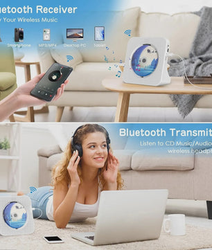 Bluetooth CD Speler met 2 HIFI Speakers, Desktop CD Speler met Afstandsbediening en LED Display
