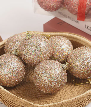 Kerstballen Champagne Goud Glitter 6cm - Set van 6, 12, 18, 24 of 30 stuks