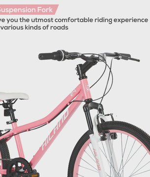 Hiland 24 Inch Kinder Mountainbike met Voorvering - Fiets voor Jongens & Meisjes (7-15 jaar)