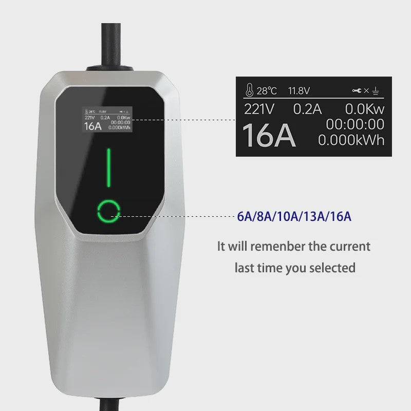 Draagbare 3-Fase EV Charger 11kW/22kW: Verstelbaar 6A-32A, 4/10/15m Kabel, DC Bescherming