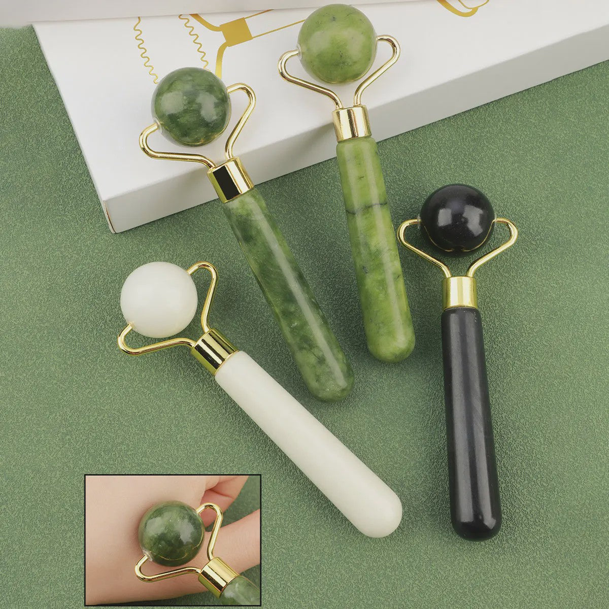 3-in-1 Gezichtsroller & Gua Sha Set - Jade Roller, Oogroller & Gezichtsmassage Tools