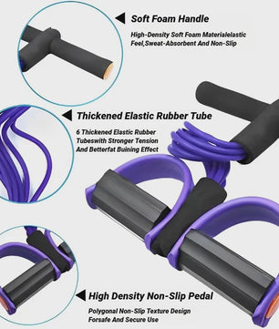 Multifunctionele Fitness Elastiek met Pedalen - Buikspier, Benen & Armen Trainer