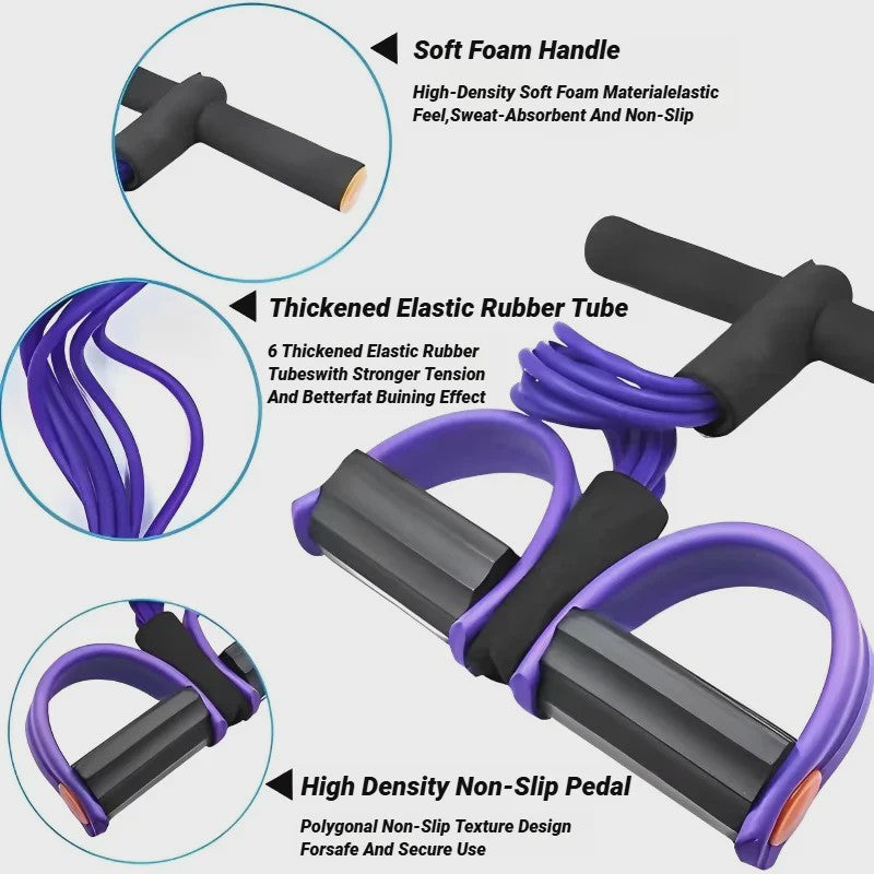 Multifunctionele Fitness Elastiek met Pedalen - Buikspier, Benen & Armen Trainer