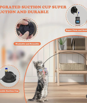 Interactieve Kattenhengel met Zuignap en Veer - Eindeloos Speelplezier voor uw Kat