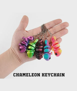 Bewegelijke 3D Geprinte Kameleon Sleutelhanger - Leuk Accessoire & Cadeau