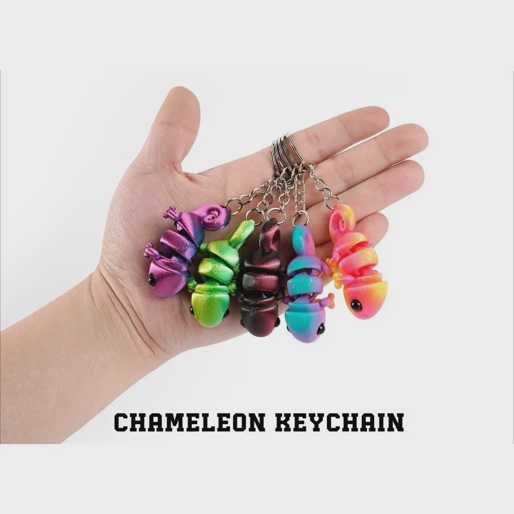 Bewegelijke 3D Geprinte Kameleon Sleutelhanger - Leuk Accessoire & Cadeau
