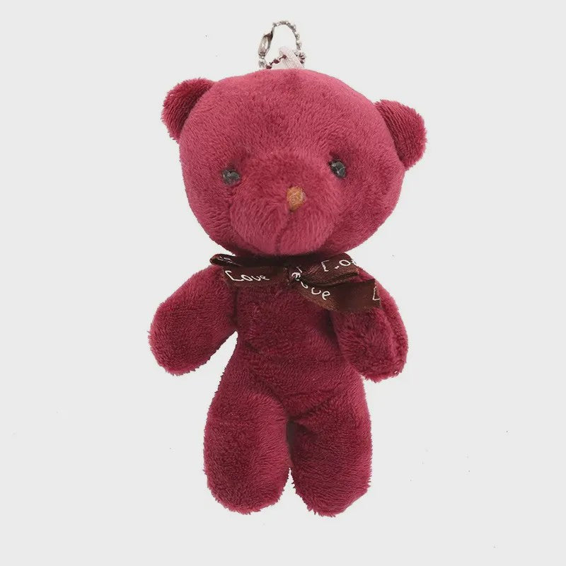 Set van 10 Mini Strikje Teddybeer Pluche Hangers - Kleurrijk en Zacht
