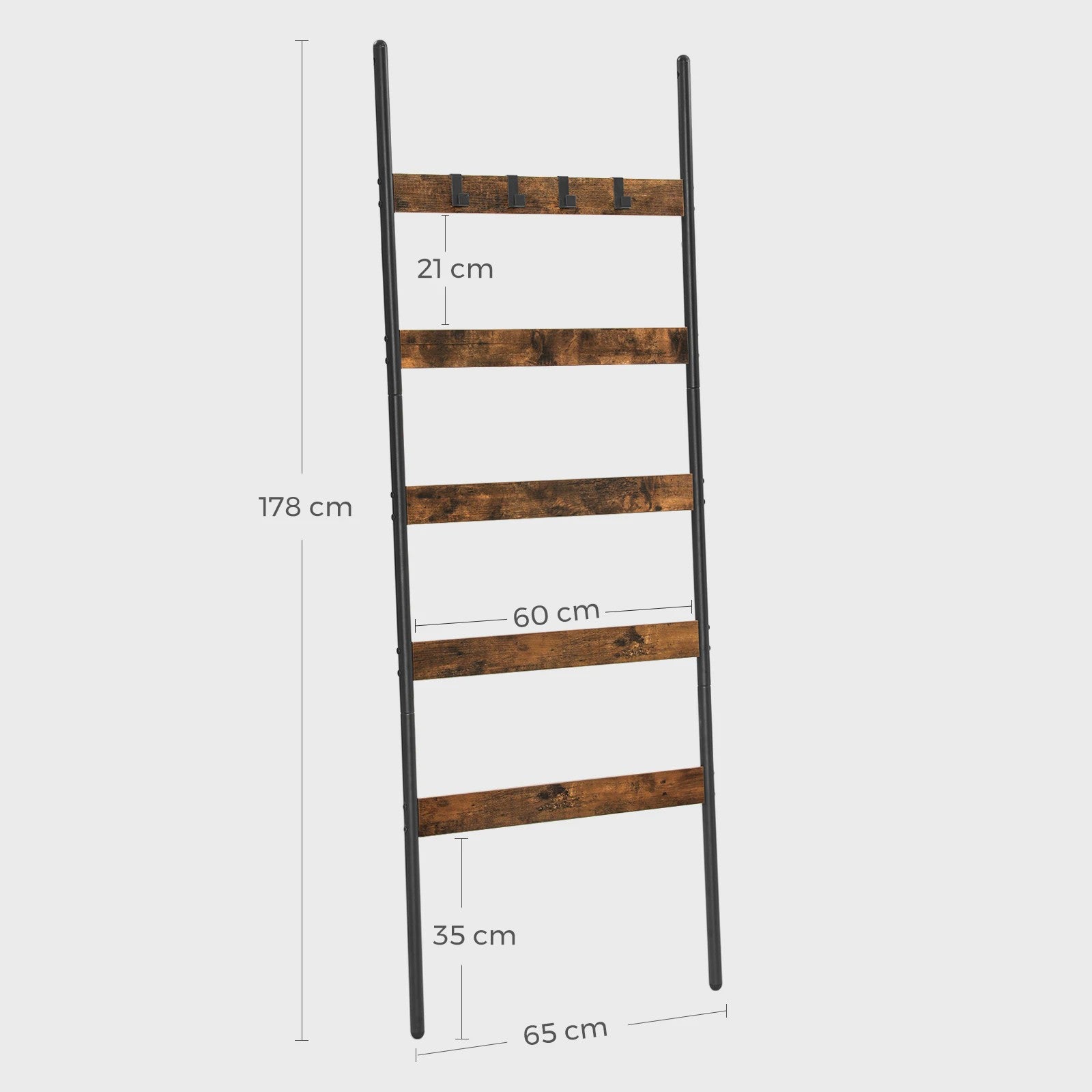 Stijlvolle Handdoekladder met 5 Niveaus en 4 Haken - Decoratief en Praktisch