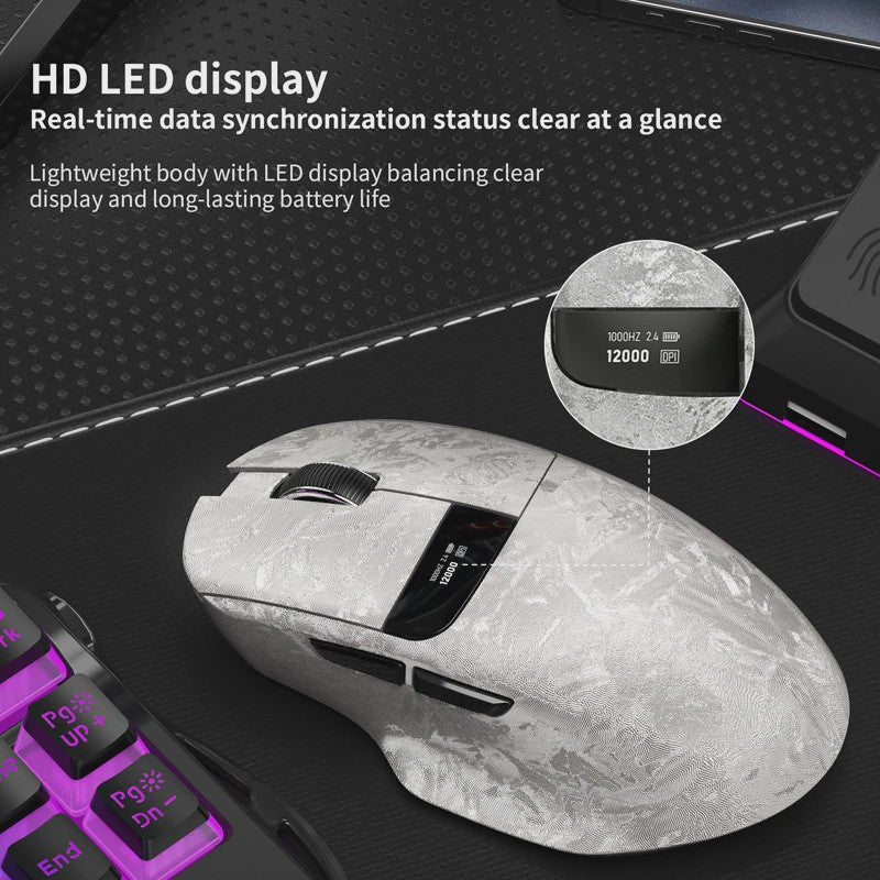 Lenovo Draadloze Gaming Muis: 3 Modi, 35K DPI, Ergonomisch, LED Display & Laadstation