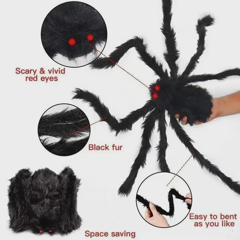 Enorme Pluche Spin Halloween Decoratie - 30cm tot 200cm