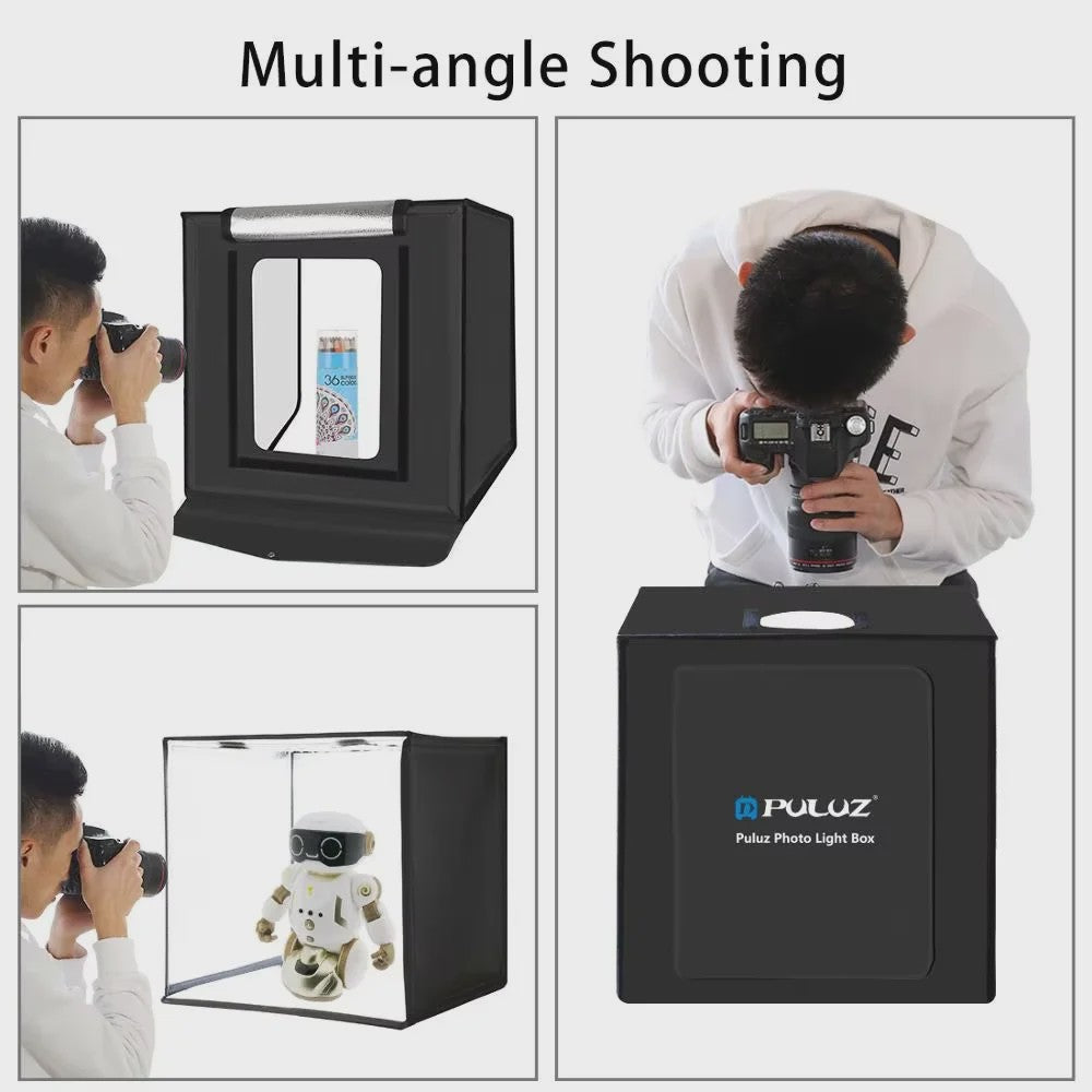 PULUZ 40CM Fotografie Lightbox - Dimbare Dual LED Studio Tent met 6 Kleuren Achtergronden