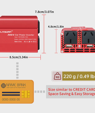 300W Auto Omvormer met Dubbele USB (5V/3A) - AC 110V/220V | Draagbare Stroomvoorziening