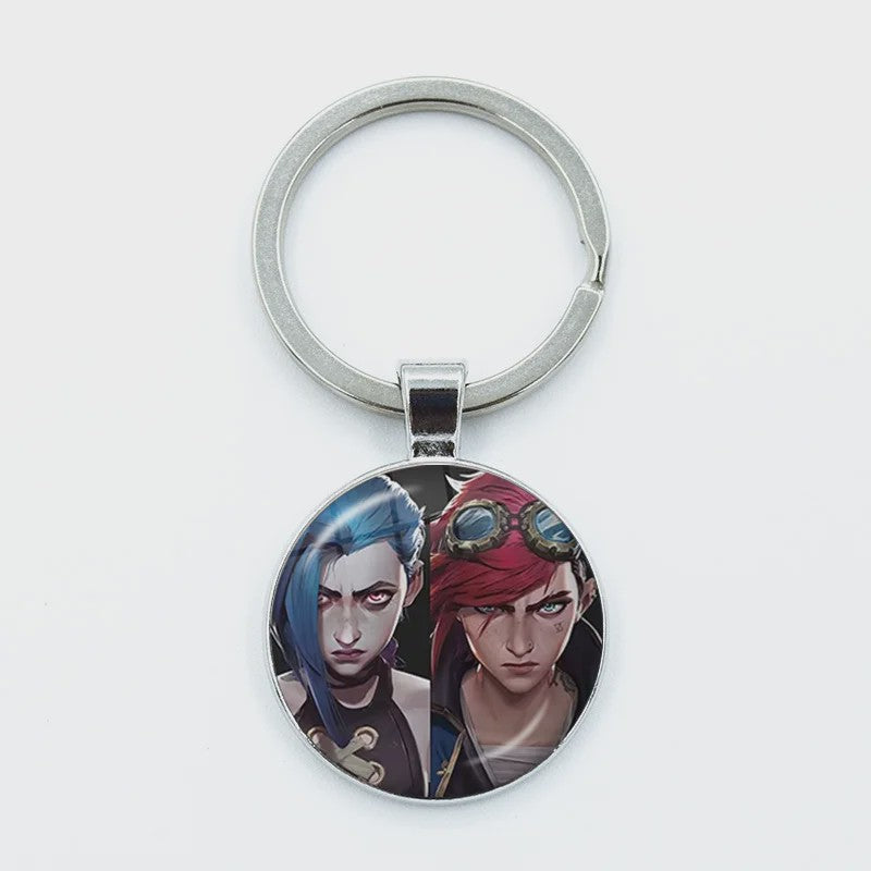 League of Legends Jinx Anime Glazen Hanger Sleutelhanger - Uniek Cadeau voor Fans