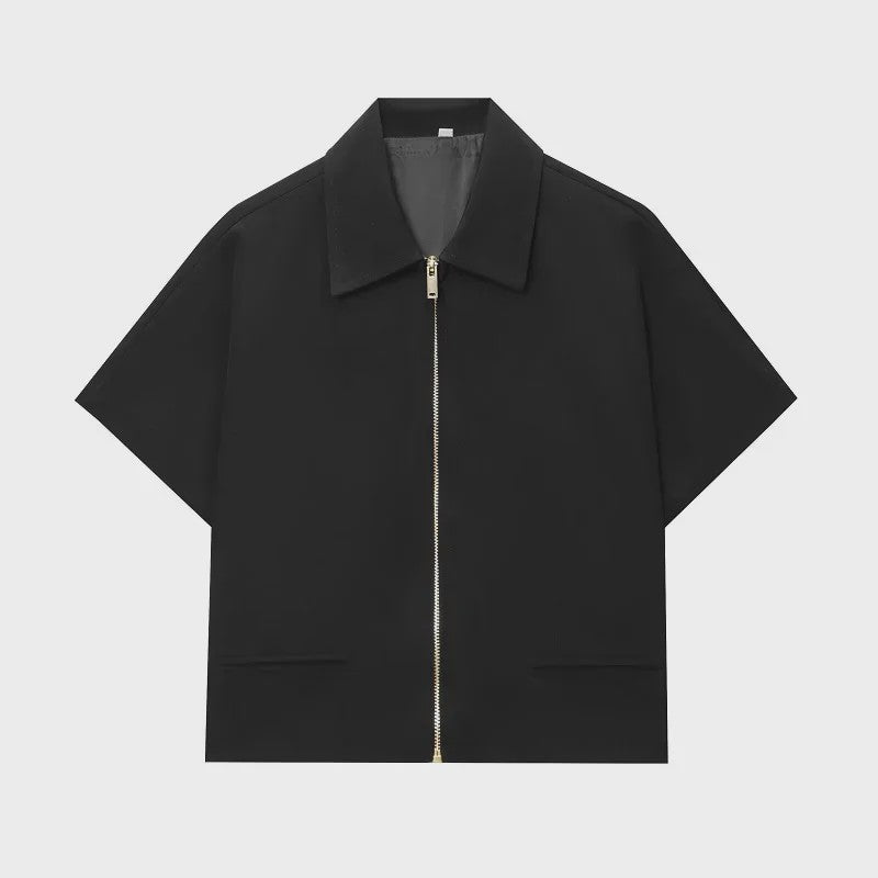 Dames Cropped Jack met Korte Mouwen - Zomerse Varsity Stijl met Rits