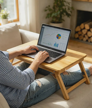 Houten Laptoptafel voor Bed & Bank - Opvouwbaar, Verstelbaar, met Lade