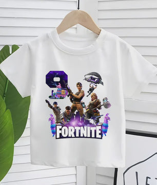 Fortnite Kinder T-shirt met Verjaardagsnummer - Zomer Kleding voor Jongens & Meisjes