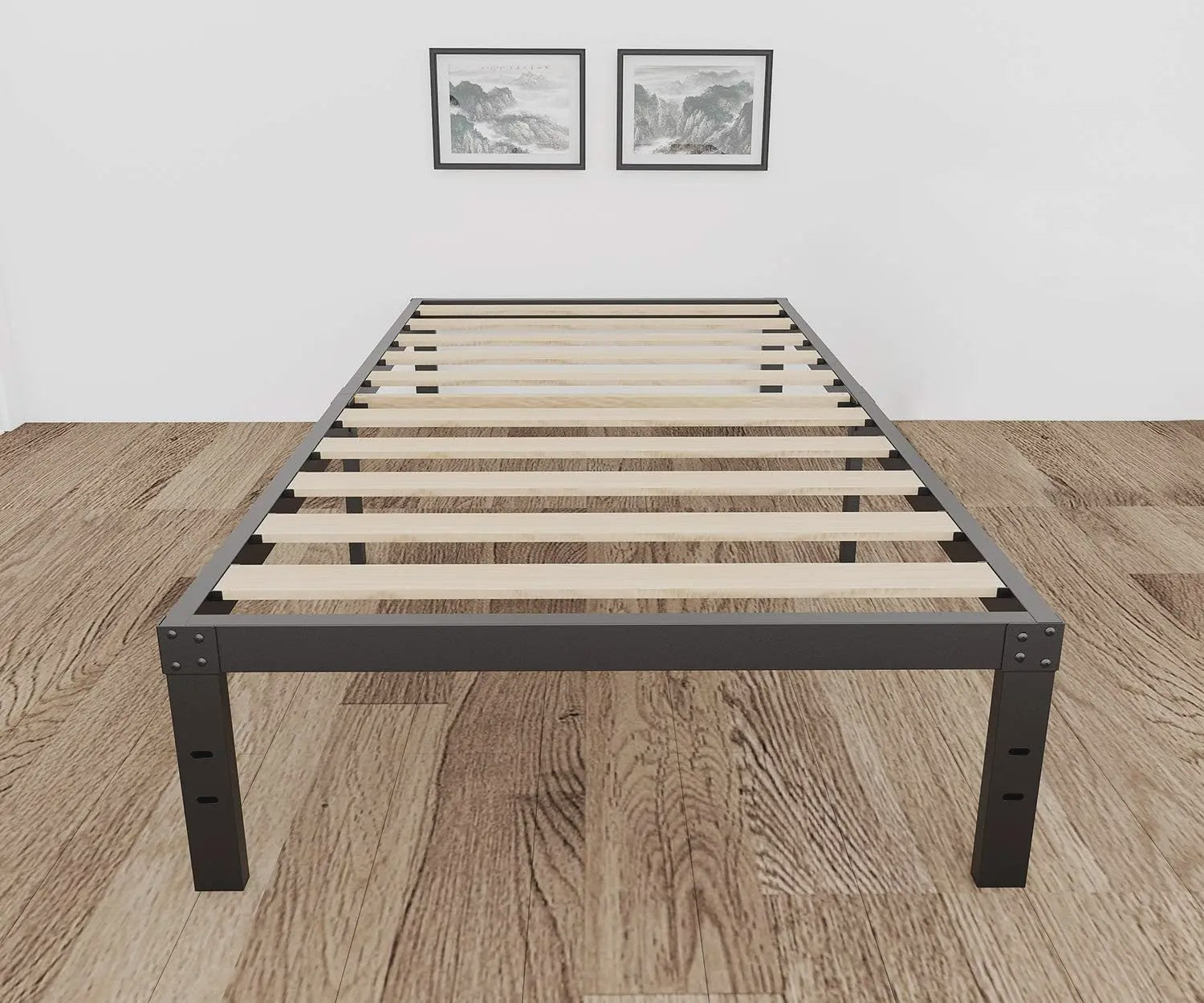 Heavy Duty Stalen Bedframe met Houten Lattenbodem - 3500lbs Draagkracht
