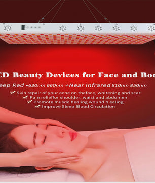Dual Chip Roodlichttherapie Paneel LED - Gezicht & Lichaam - 630nm/660nm Rood & 810nm/850nm NIR