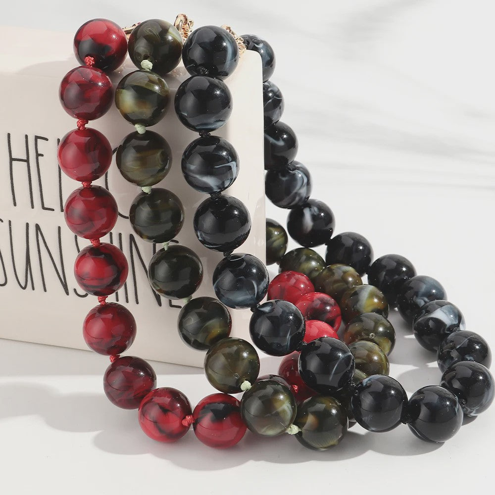 Trendy Multicolor Statement Ketting met Grote Ronde Kralen - Handgemaakt