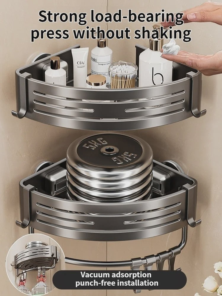 Aluminium Hoekplank Badkamer met Sterke Zuignap - Perforatievrije Wandmontage