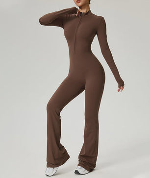 Dames Fitness Jumpsuit met Rits en Lange Mouwen - Perfect voor Yoga, Gym & Workout