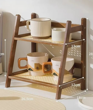 2-Laags Bamboe Opbergrek - Stijlvolle Organizer voor Keuken, Tafel & Appartement