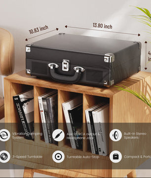 MAIO Platenspeler met Ingebouwde Stereo Speakers en Koptelefoonaansluiting - 3 Snelheden