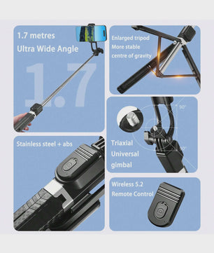 170cm Selfie Stick Statief met Draadloze Afstandsbediening - Draagbaar & Compatibel