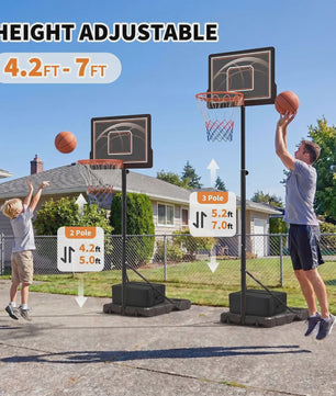Verstelbare Buiten Basketbalpaal 253-362 cm met Transparant PC Bord en Mobiele Basis
