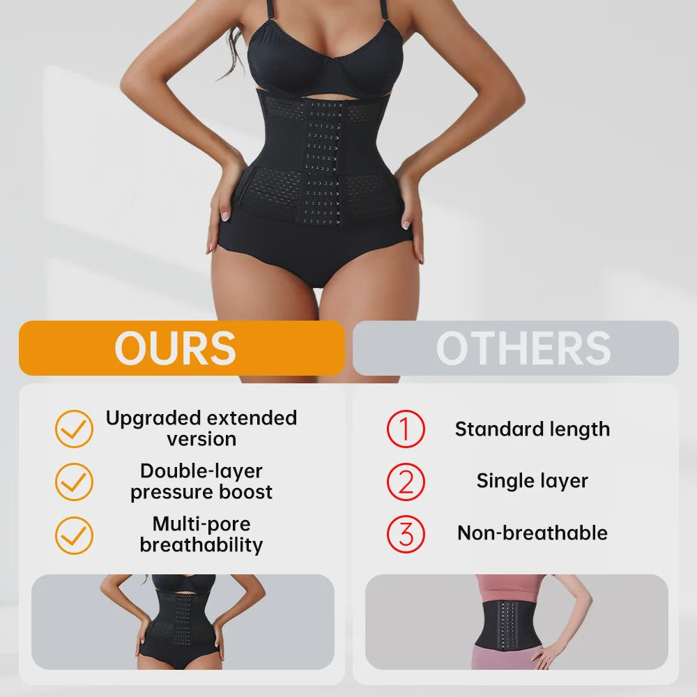 Verstelbare Waist Trainer Korset met Dubbele Banden en Rits - Tummy Control & Rugondersteuning