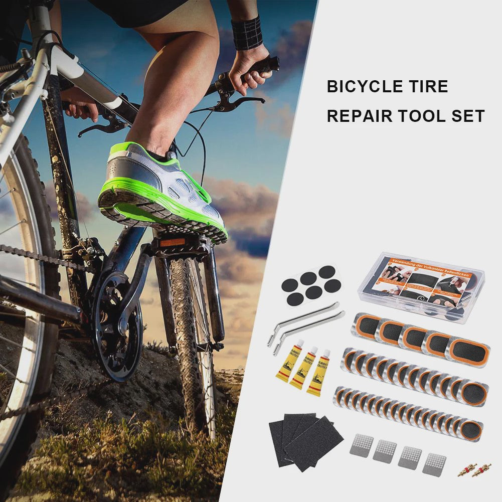 Fietsband Reparatiekit met Vulkaniseerlijm & Plakkers - Bandenplakset voor Mountainbike/Racefiets