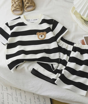 Zomer Set Kinderkleding: Gestreept T-shirt met Korte Mouwen en Short