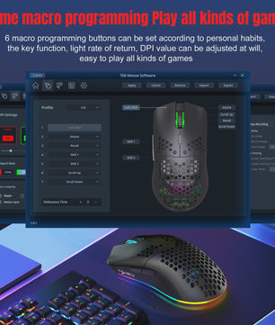 HXSJ T66 Gaming Muis: Draadloos, RGB, 10000DPI, 3 Modi (USB, 2.4G, BT 5.3), Macro Programmeerbaar