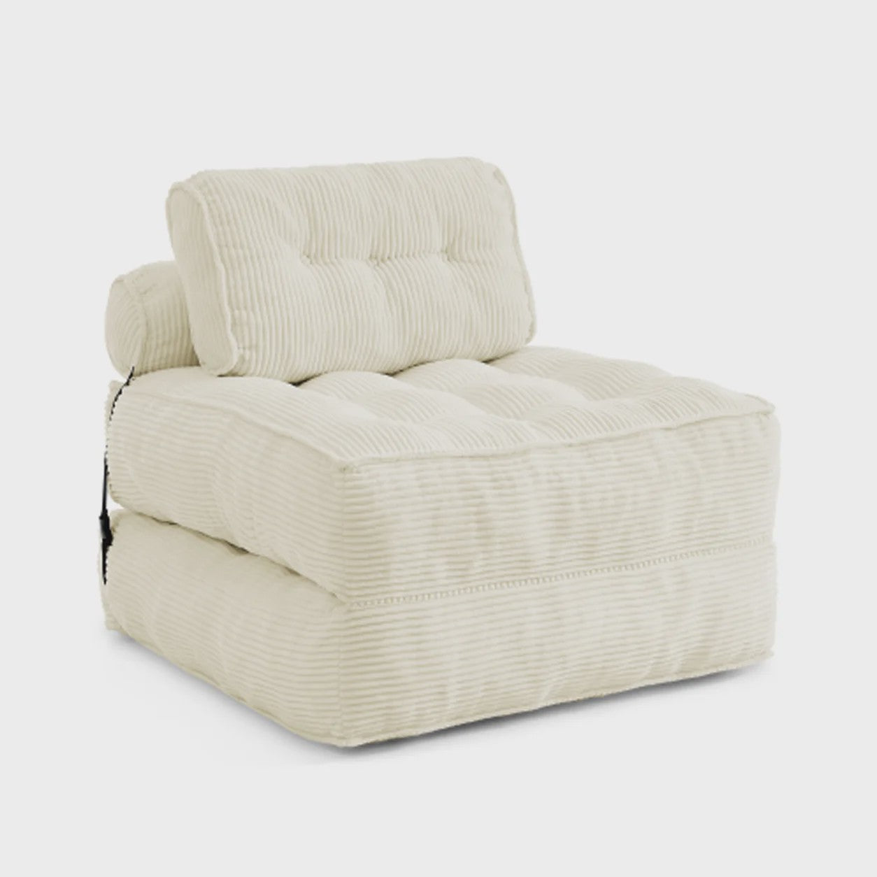 2-in-1 Beige Ribstof Fauteuil en Slaapbank - Multifunctioneel en Opvouwbaar