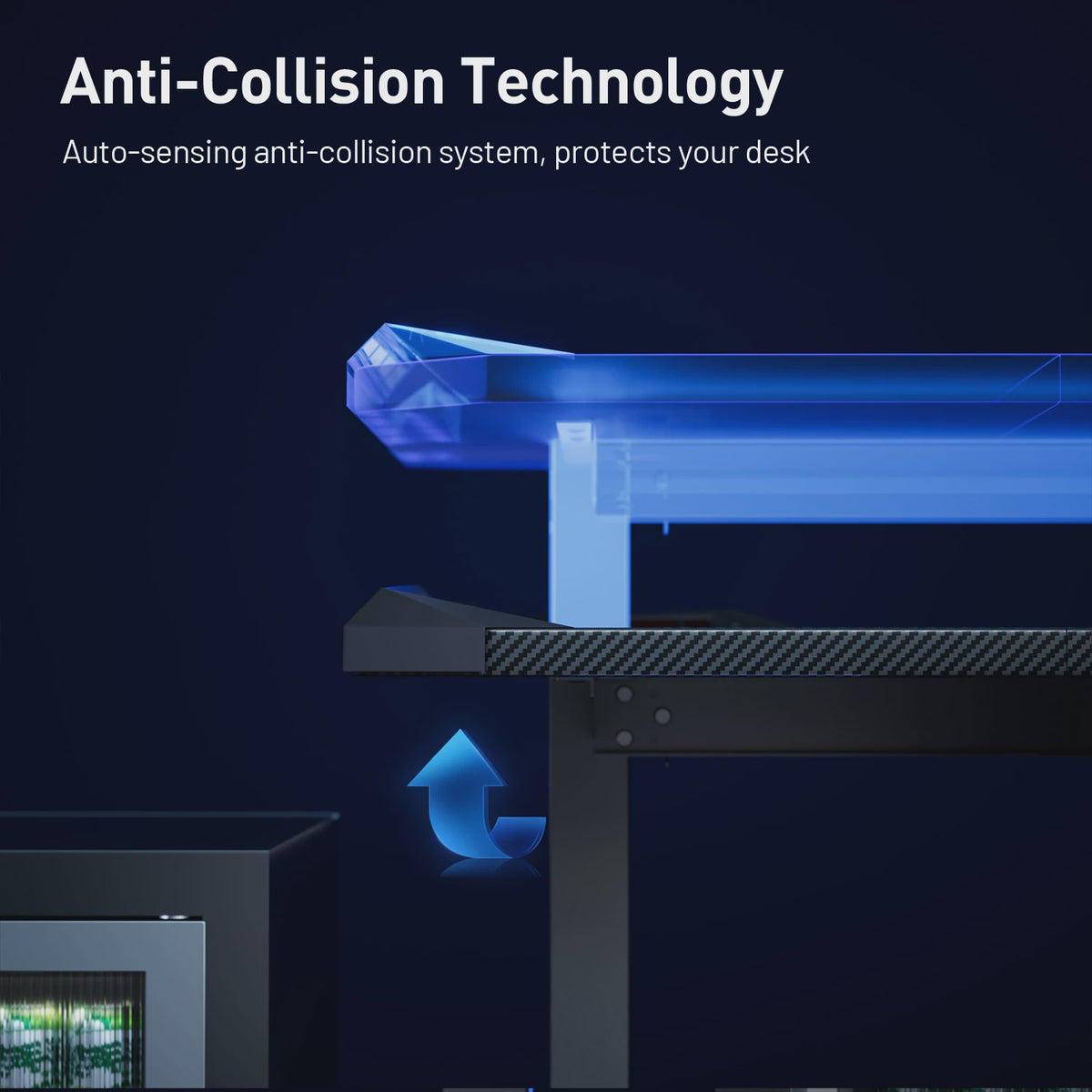 Elektrisch Verstelbaar Gaming Bureau met LED Verlichting en Carbon Fiber Oppervlak - Sit-Stand Werkstation