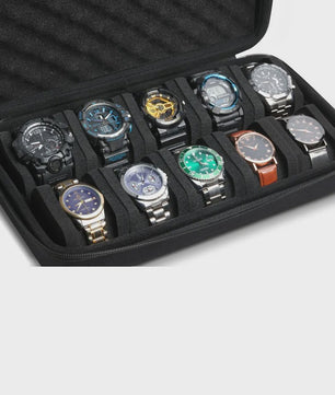 Luxe Horlogedoos 10 Vakken - Hardcase Opbergdoos & Vitrinehouder