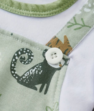 Schattige Baby Jongens Romper met Dierenprint - Faux Twee-delig met Korte Mouwen voor Pasgeborenen