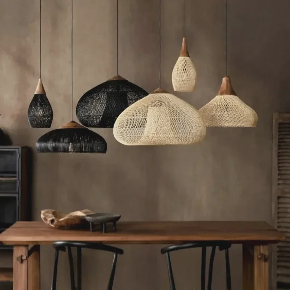 60cm Wabi Sabi Rotan Hanglamp - Japanse Retro Design voor Woonkamer & Eetkamer