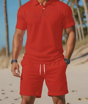 Zomerse Heren Polo Shirt en Mesh Shorts Set - Casual & Ademend - Plus Size