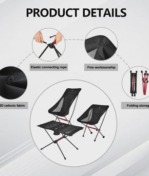 Lichtgewicht Opvouwbare Campingstoel en Tafel Set - Outdoor, Picnic, Reizen