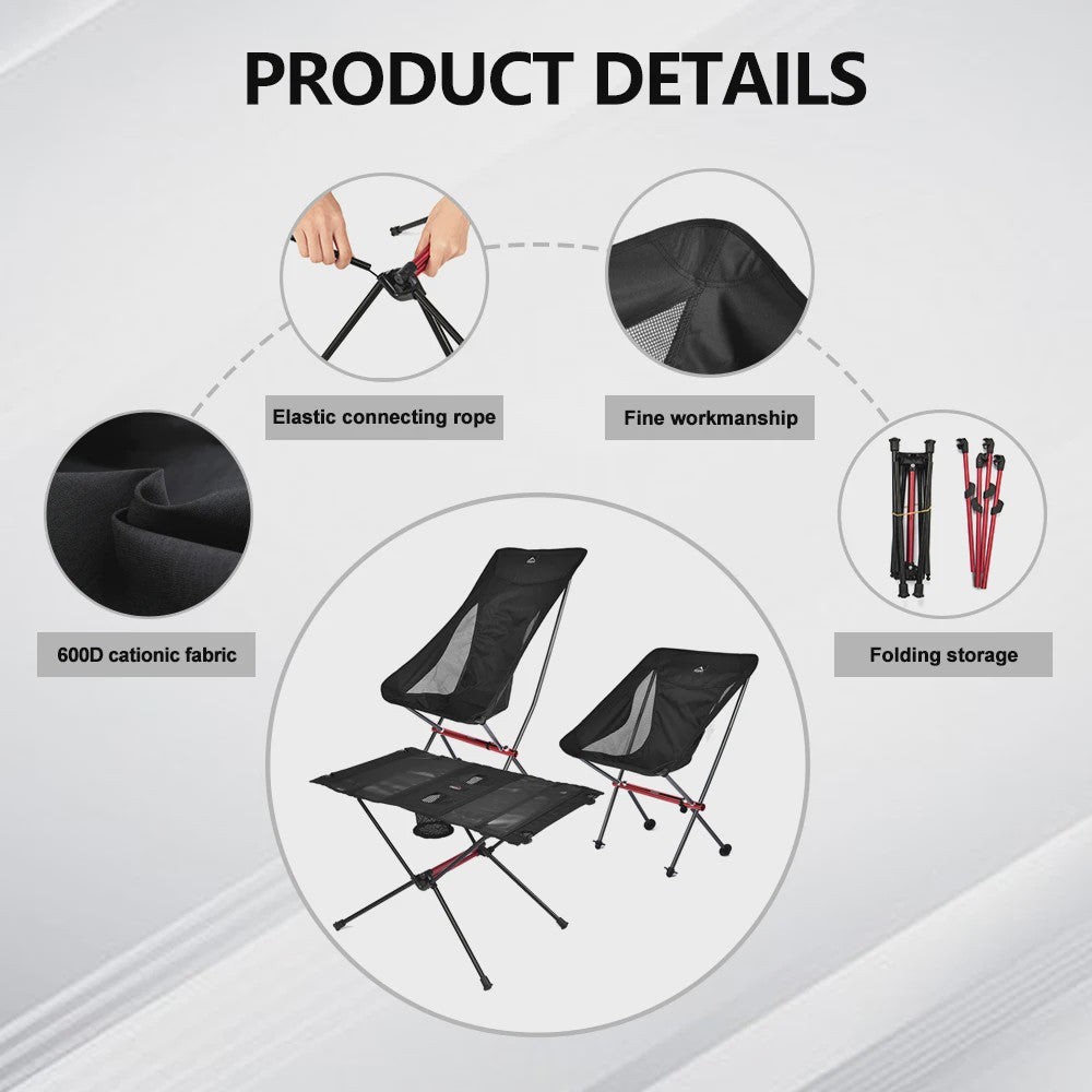 Lichtgewicht Opvouwbare Campingstoel en Tafel Set - Outdoor, Picnic, Reizen