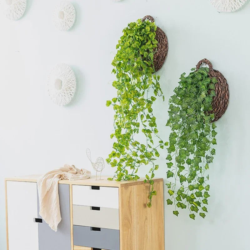 90cm Kunstplant Hangplant Klimop Pothos Begonia Druivenblad - Decoratieve Muurdecoratie