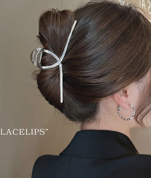 Grote Metalen Klauw Haarclip 13.5cm - Trendy Holle Haarpin voor Dames
