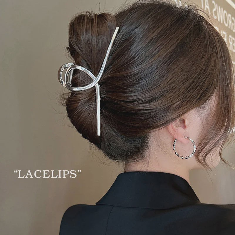 Grote Metalen Klauw Haarclip 13.5cm - Trendy Holle Haarpin voor Dames