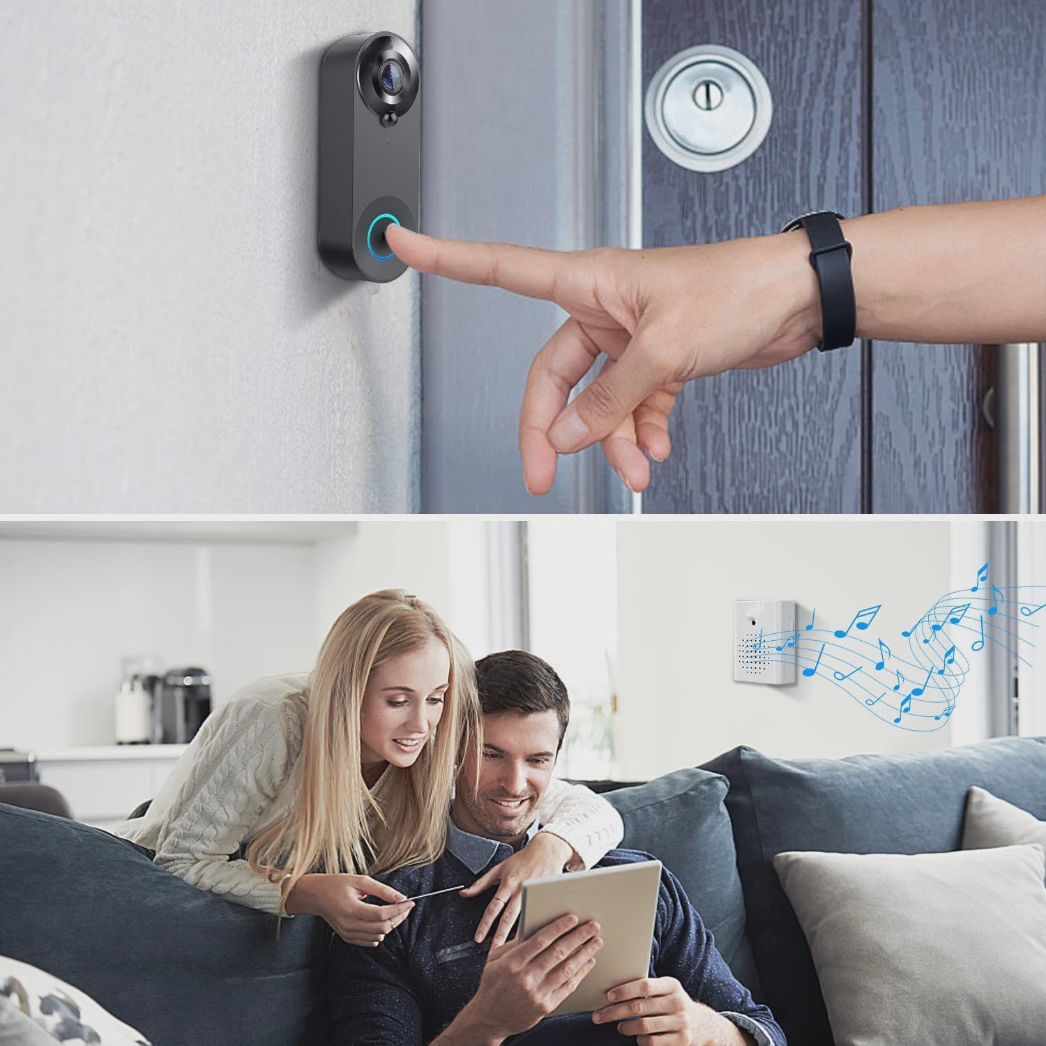 Slimme WiFi Video Deurbel met 1080P HD Camera, Nachtzicht en Bewegingsdetectie