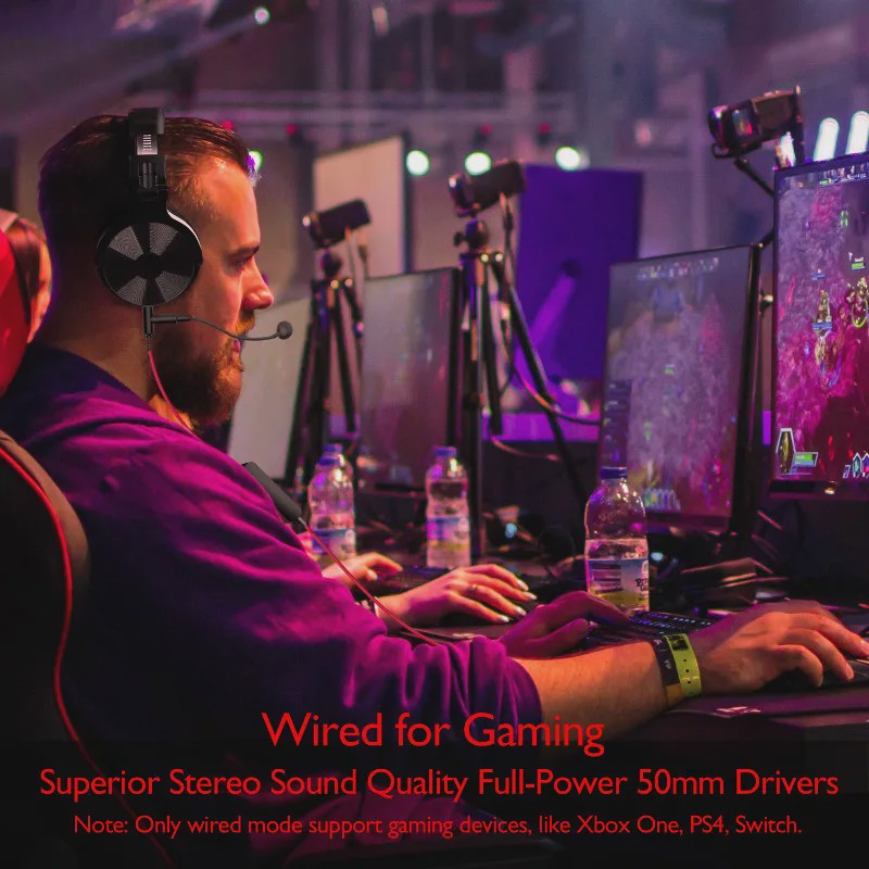 Oneodio Draadloze Bluetooth 5.2 Gaming Headset met 110 Uur Batterijduur & Boom Microfoon