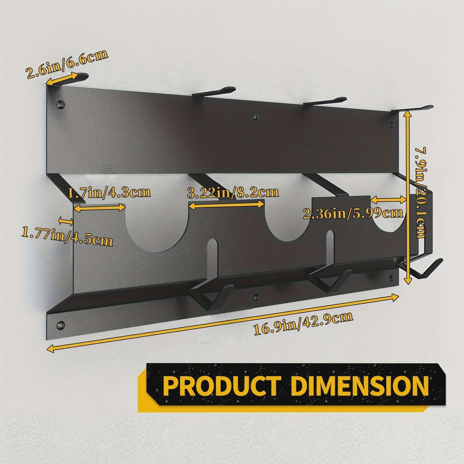 Heavy-Duty Metalen Wandrek voor Gereedschap - 3-Laags Organizer voor Haakse Slijpers en Accessoires