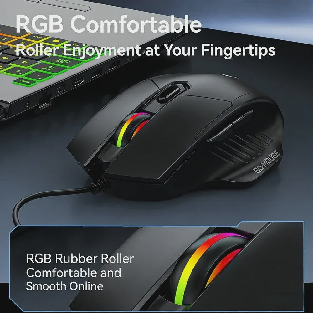 Ergonomische USB Bedrade Gaming Muis met 6 Knoppen en 7200 DPI