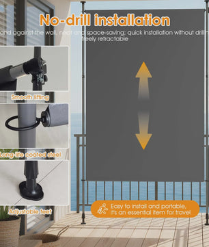 Verticale Buitenzonwering Balkon - Geen Boren Nodig - Met Handzwengel - Privacy & Zon/Windbescherming